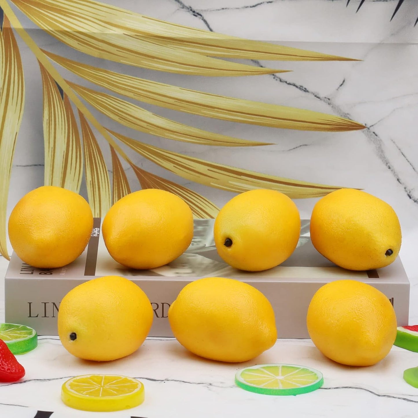 8pcs High Grade Fake Yellow Lemon Decoration Artificial Lemons Realistic Fruit Simulation for Home Party Holiday Christmas Display