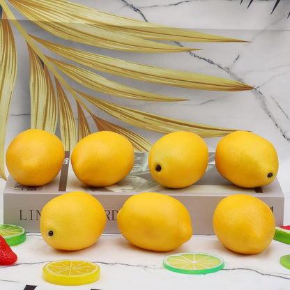 8pcs High Grade Fake Yellow Lemon Decoration Artificial Lemons Realistic Fruit Simulation for Home Party Holiday Christmas Display