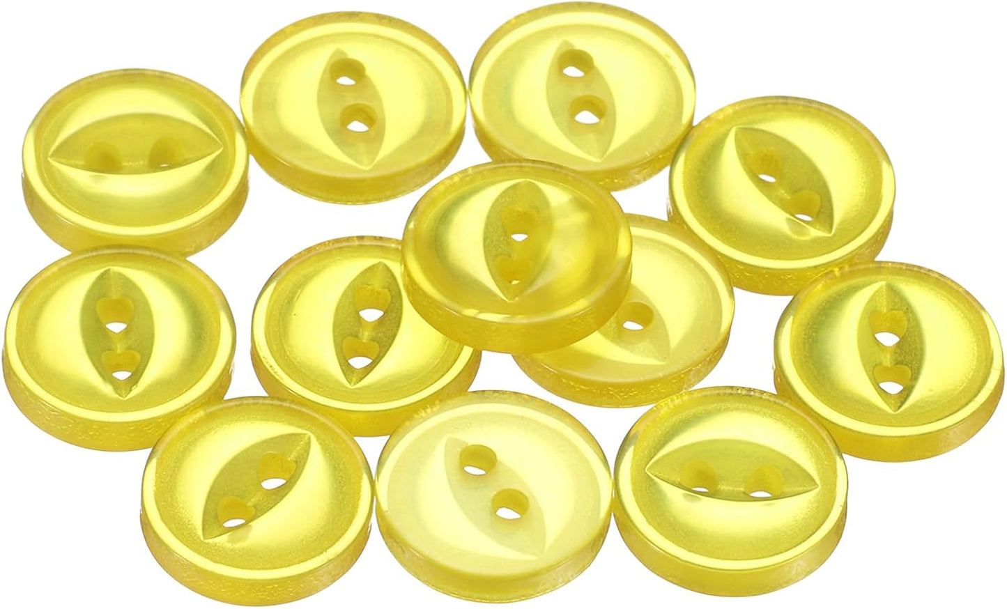 12pcs 16L Yellow Round Sewing Buttons 10mm 3/8" Resin 2-Hole Fish Eye Craft DIY Replacement Button for Craft Pants Dress Skirt Clothing Fastener Buttons