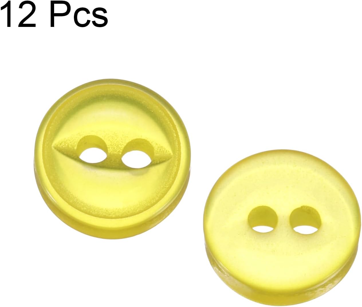 12pcs 16L Yellow Round Sewing Buttons 10mm 3/8" Resin 2-Hole Fish Eye Craft DIY Replacement Button for Craft Pants Dress Skirt Clothing Fastener Buttons
