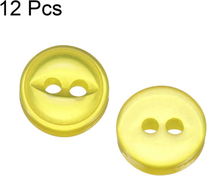 12pcs 16L Yellow Round Sewing Buttons 10mm 3/8" Resin 2-Hole Fish Eye Craft DIY Replacement Button for Craft Pants Dress Skirt Clothing Fastener Buttons