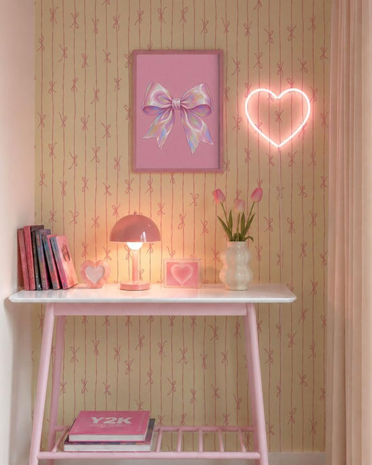 Pink Yellow Striped Peel and Stick Wallpaper Kawaii Cute Decor 9in×19.7ft | Removable Contact Paper for Walls, Cabinets, Renter Friendly, Ribbon, Dorm Decor, Made in Japan, EASYWALLTAPE EWP27