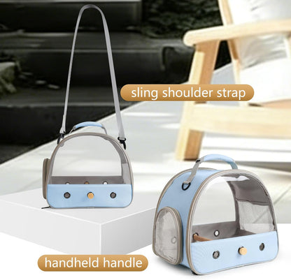 Bird Carrier, Portable Small Bird Parrot Parakeet Carrier with Standing Perch and Stainless Steel Tray, Side Access Window Collapsible (Green, Clear Windows)