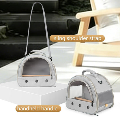 Bird Carrier, Portable Small Bird Parrot Parakeet Carrier with Standing Perch and Stainless Steel Tray, Side Access Window Collapsible (Green, Clear Windows)
