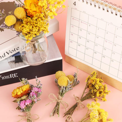 8 Pcs Mini Gypsophila Bouquets Natural Gypsophila Yellow Dried Flowers Bouquet Dry Flower&Leaves Daisy Dried Embossing Flower Bundles Plant Stem Bunch for DIY Craft,Photo Props,Wedding Card Decoration