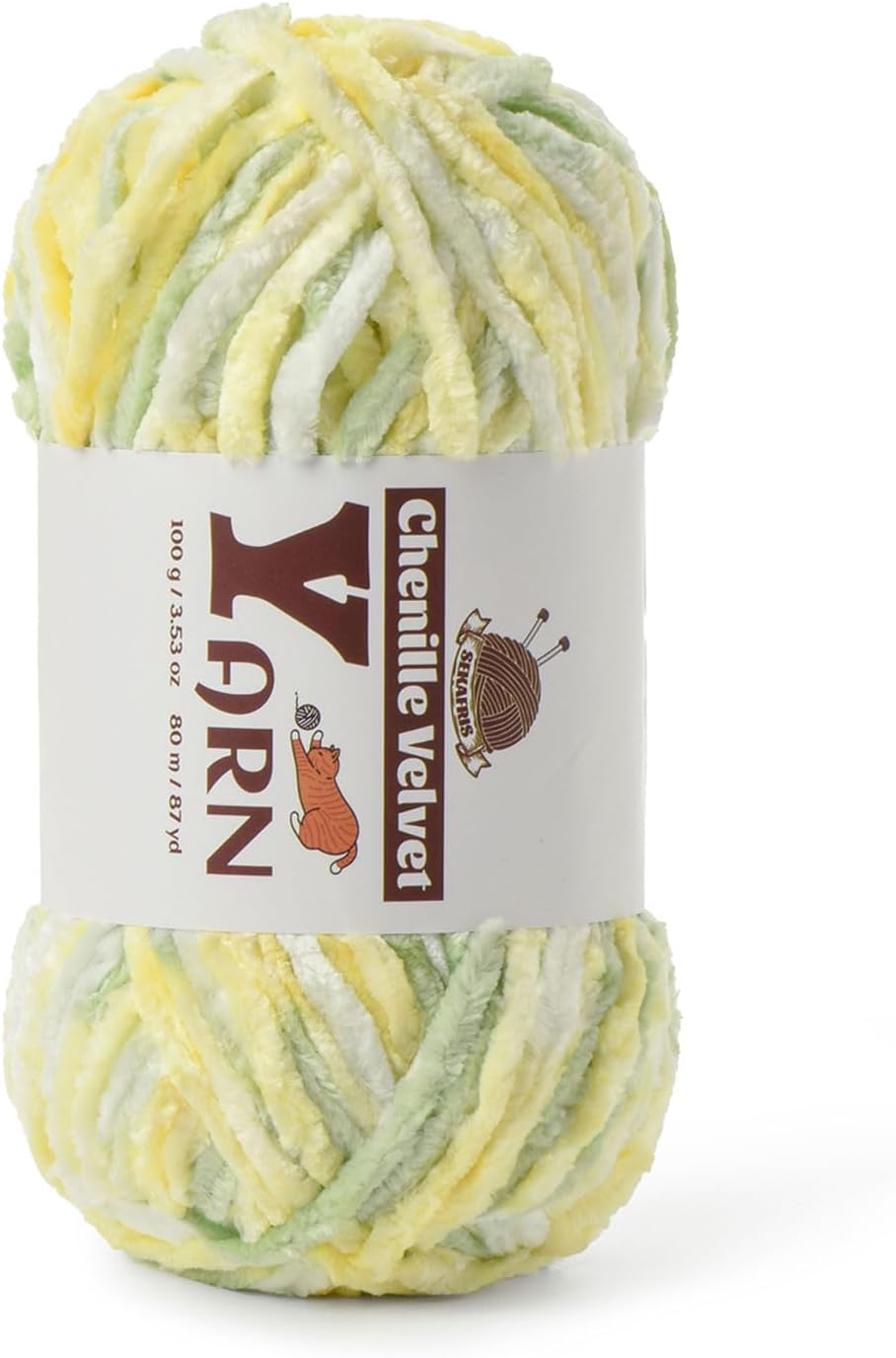 Chenille Crochet Greenish Yellow Yarn 1 Pack | Fluffy Velvet Yarn Blanket Knitting Yarn for Crocheting Soft Baby Yarn
