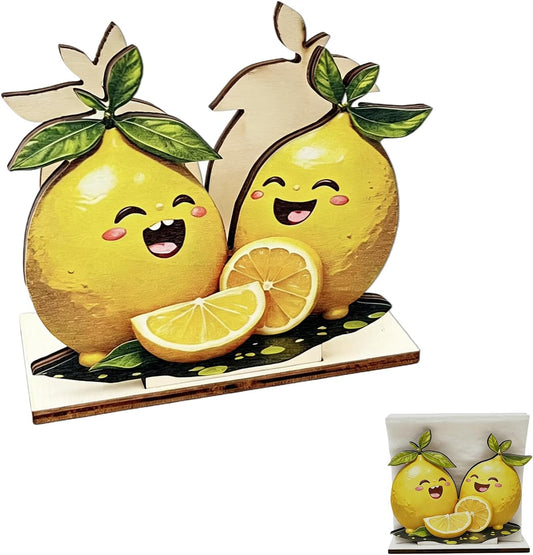 Lemon Style Wooden Napkin Holder - Dinner Napkin Dispenser for Table, Kitchen, Bar, and Restaurant