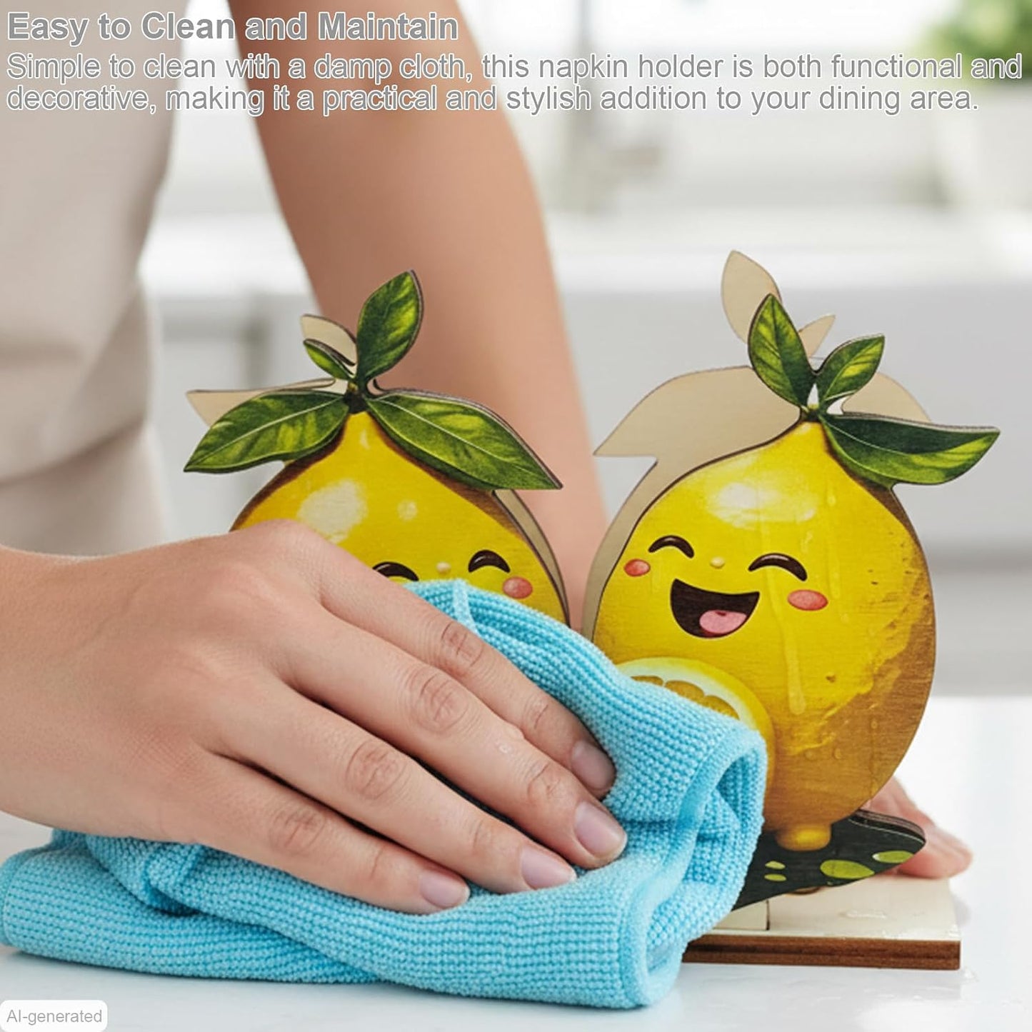 Lemon Style Wooden Napkin Holder - Dinner Napkin Dispenser for Table, Kitchen, Bar, and Restaurant