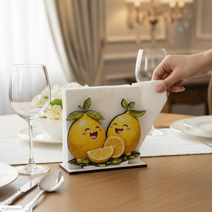 Lemon Style Wooden Napkin Holder - Dinner Napkin Dispenser for Table, Kitchen, Bar, and Restaurant