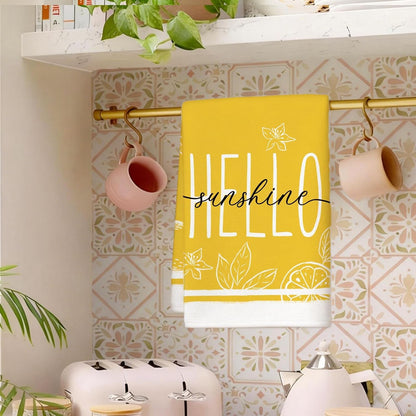 Summer Hydrangeas Lemons Kitchen Towels, Hello Sunshine Dish Towels Set of 2, Blue Amalfi Coas Farmhouse 18 x 26 Inch Hand Towel Quick Drying Dishcloth Decor for Kitchen Bathroom Home