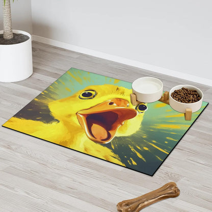 Dog Food Mat Yellow Duck Absorbent Dog Cat Bowl Mat for Food and Water Pet Feeding Dispenser Mat for Dogs Cats Pet Supplies 12" x 20"
