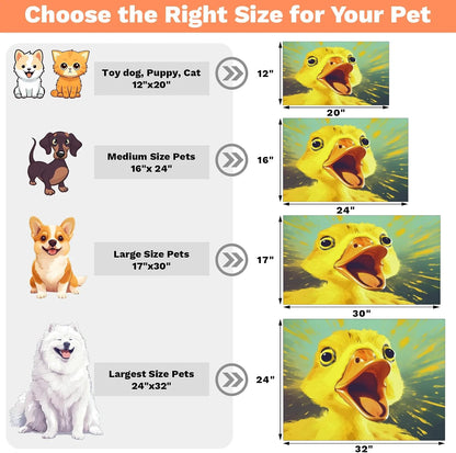 Dog Food Mat Yellow Duck Absorbent Dog Cat Bowl Mat for Food and Water Pet Feeding Dispenser Mat for Dogs Cats Pet Supplies 12" x 20"