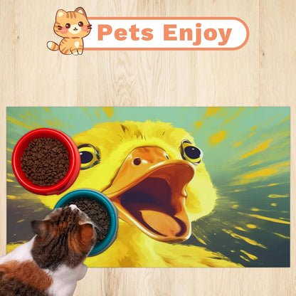 Dog Food Mat Yellow Duck Absorbent Dog Cat Bowl Mat for Food and Water Pet Feeding Dispenser Mat for Dogs Cats Pet Supplies 12" x 20"