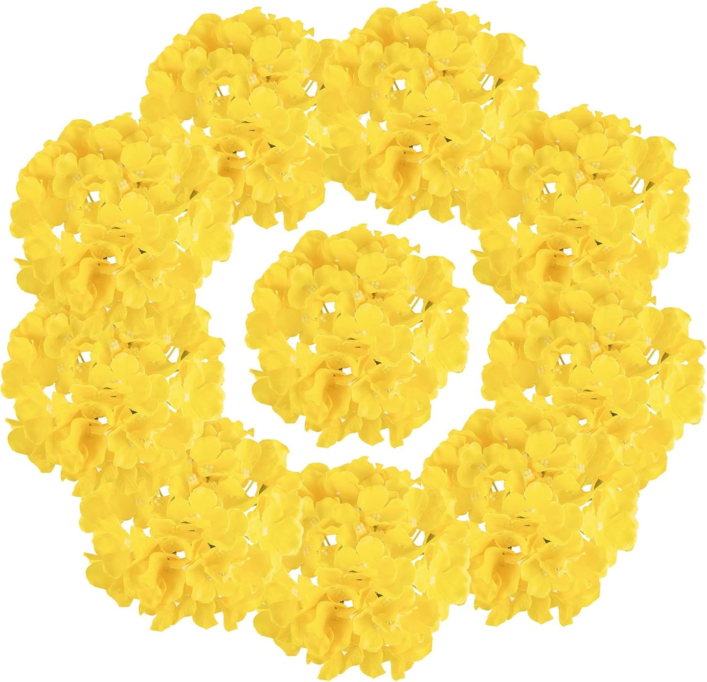 Silk Hydrangea Fake Flower 10pcs DIY Floral Artificial Flower with Stems for Wedding Office Shower Decor Hotel Banquet Home Decor (Yellow)