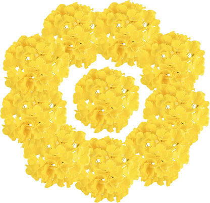 Silk Hydrangea Fake Flower 10pcs DIY Floral Artificial Flower with Stems for Wedding Office Shower Decor Hotel Banquet Home Decor (Yellow)