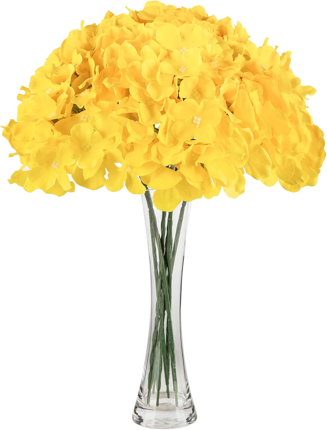 Silk Hydrangea Fake Flower 10pcs DIY Floral Artificial Flower with Stems for Wedding Office Shower Decor Hotel Banquet Home Decor (Yellow)