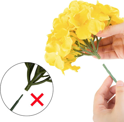 Silk Hydrangea Fake Flower 10pcs DIY Floral Artificial Flower with Stems for Wedding Office Shower Decor Hotel Banquet Home Decor (Yellow)