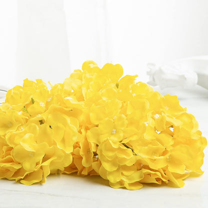 Silk Hydrangea Fake Flower 10pcs DIY Floral Artificial Flower with Stems for Wedding Office Shower Decor Hotel Banquet Home Decor (Yellow)