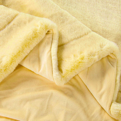 Luxurious Faux Fur Throw Blanket - 800gsm Heavy Thick Plush Warm Throw for Couch Bed Sofa, Soft Fluffy Fuzzy Blanket Reversible to Cozy Velvet, 50" x 60", Daffodil Yellow