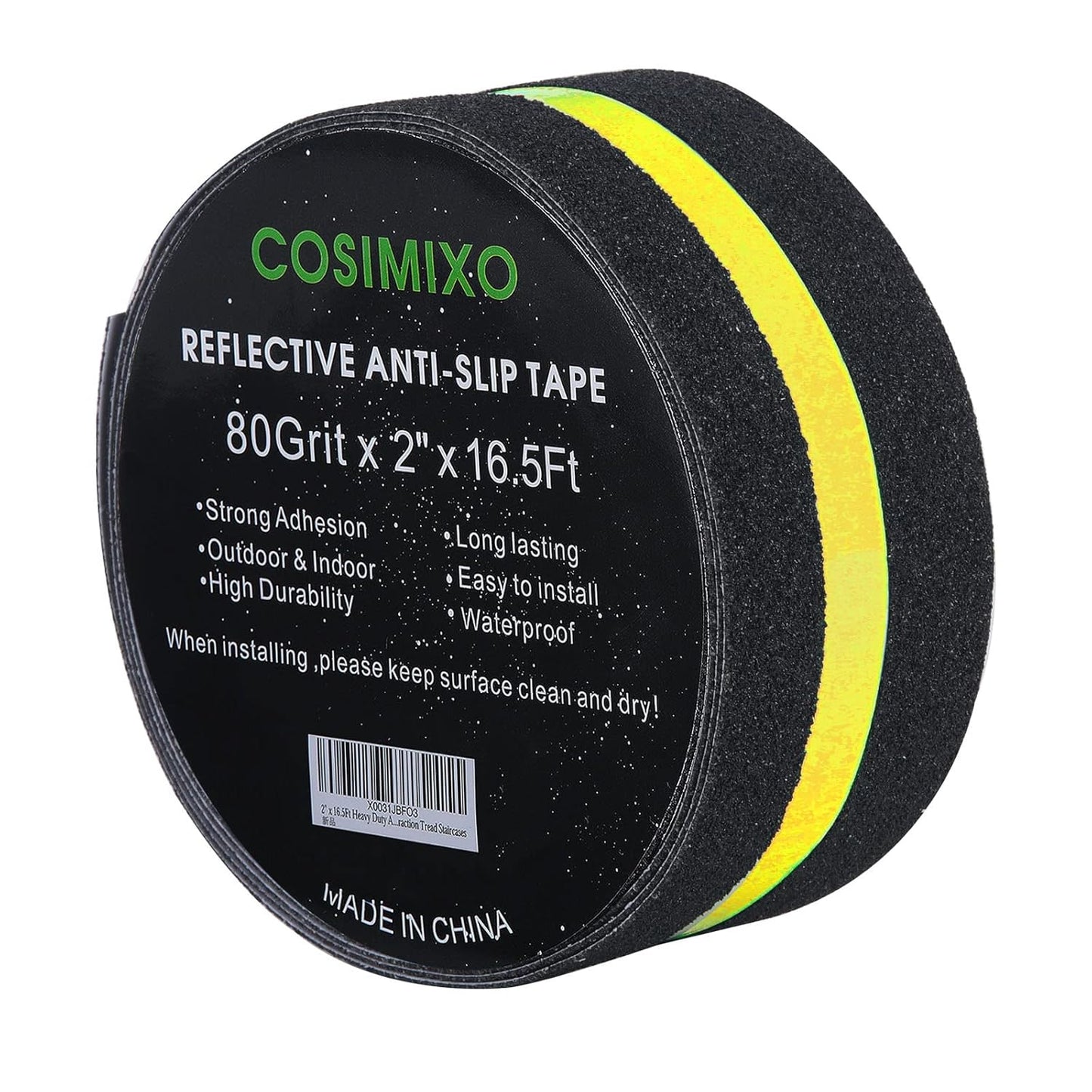2" x 16.5FT Anti Slip Tape with Reflective Stripe,Premium Grip Tape Non Slip Stair Treads Tape,Non Skid Tape, High Traction Adhesive for Stairs Step Black/Yellow