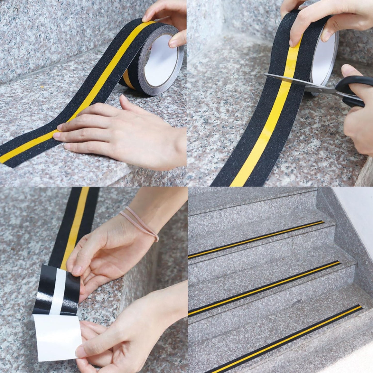 2" x 16.5FT Anti Slip Tape with Reflective Stripe,Premium Grip Tape Non Slip Stair Treads Tape,Non Skid Tape, High Traction Adhesive for Stairs Step Black/Yellow