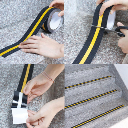 2" x 16.5FT Anti Slip Tape with Reflective Stripe,Premium Grip Tape Non Slip Stair Treads Tape,Non Skid Tape, High Traction Adhesive for Stairs Step Black/Yellow