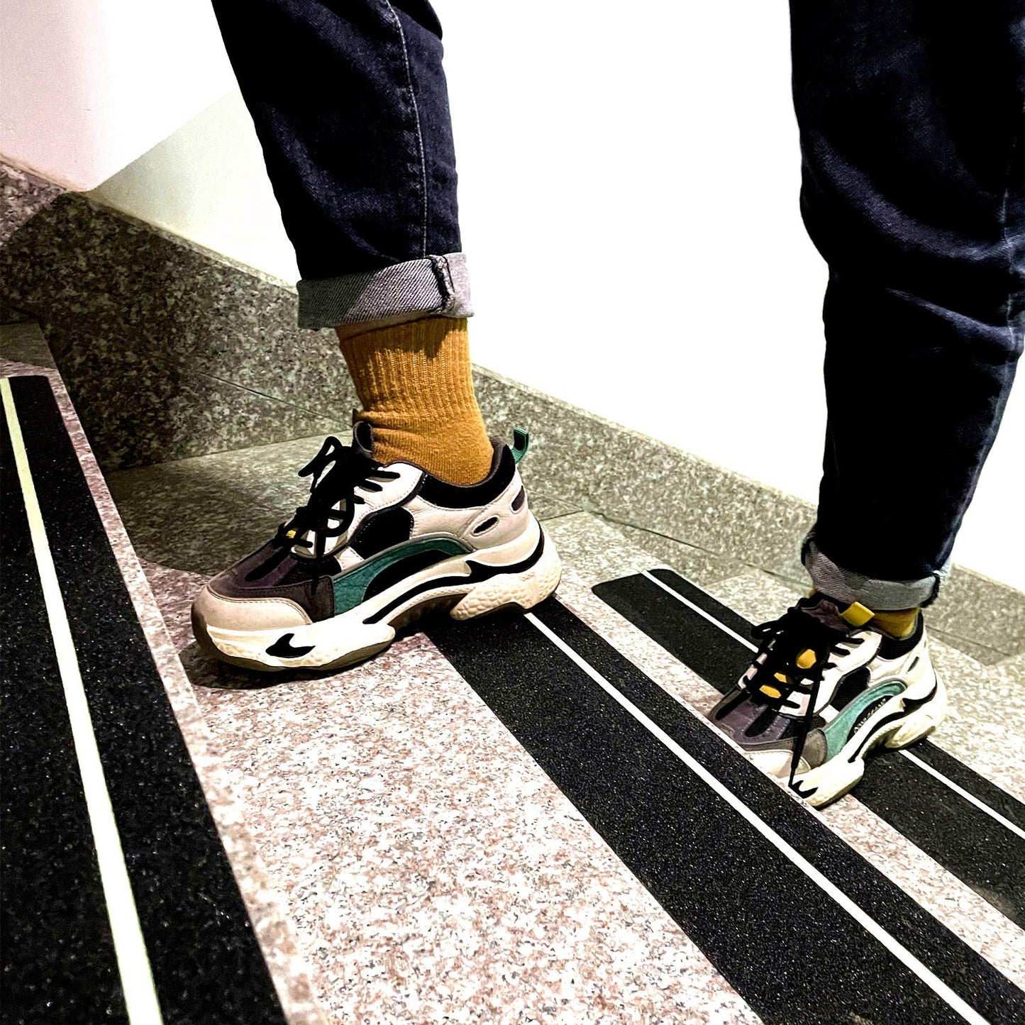 2" x 16.5FT Anti Slip Tape with Reflective Stripe,Premium Grip Tape Non Slip Stair Treads Tape,Non Skid Tape, High Traction Adhesive for Stairs Step Black/Yellow