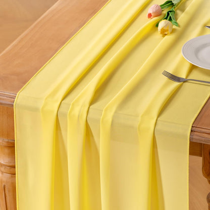 Yellow Chiffon Table Runner Summer Boho Wedding Birthday Party Decor | 14ft 29x120 Inches Rustic Farmhouse Centerpiece Runner Sheer Bridal Baby Shower Anniversary Holiday Home Decorations