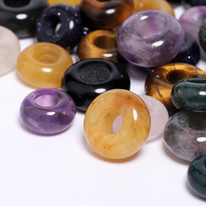 Yellow Jade Large Gemstone Beads for Jewelry Making, Natural Stone European Beads Large Hole Smooth Loose Spacer, Arts and Crafts, Pack of 15(6x12mm)