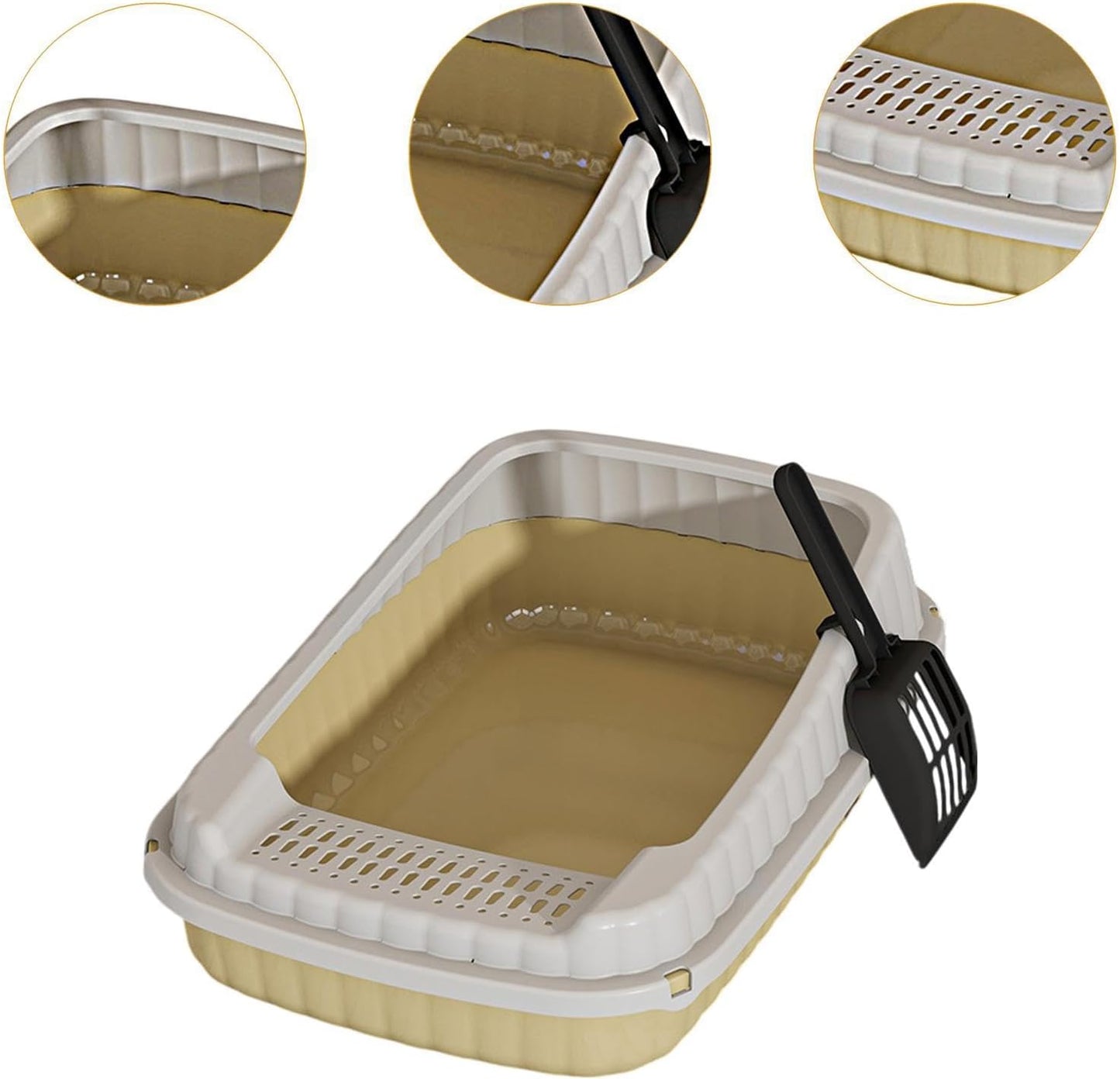 Cat Litter Box Kitten Potty Toilet,Cat Toilet,Pet Litter Tray,for Small Medium Large Cats, Light Yellow