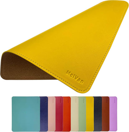 PU Leather Mouse Pad with Stitched Edge, Wood Mousepad, Waterproof Gaming Mouse Pad Mat for Computers, Laptop, Office & Home, 10.2" x 8.3", 1 Pack (Yellow)