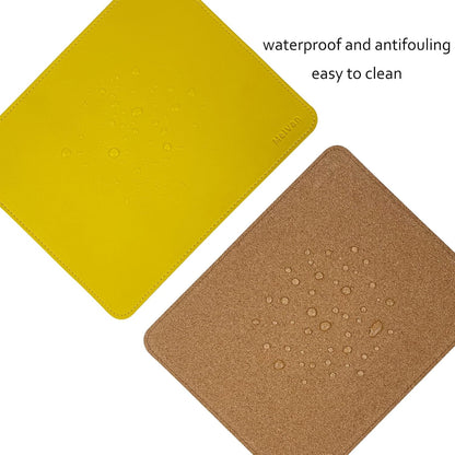PU Leather Mouse Pad with Stitched Edge, Wood Mousepad, Waterproof Gaming Mouse Pad Mat for Computers, Laptop, Office & Home, 10.2" x 8.3", 1 Pack (Yellow)