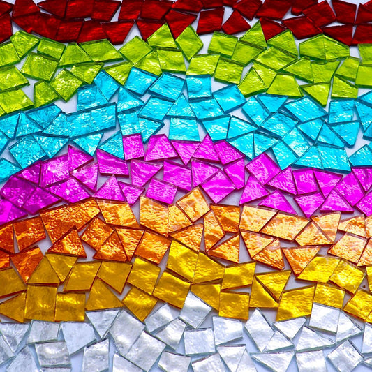 1.1LB Mixed Colors Irregular Glass Mosaic Tiles for Crafts - Pre-Cut Assorted Colors & Shapes Mosaic Glass Pieces - Ideal for Mosaic Art, Puzzles, and Cutting Projects