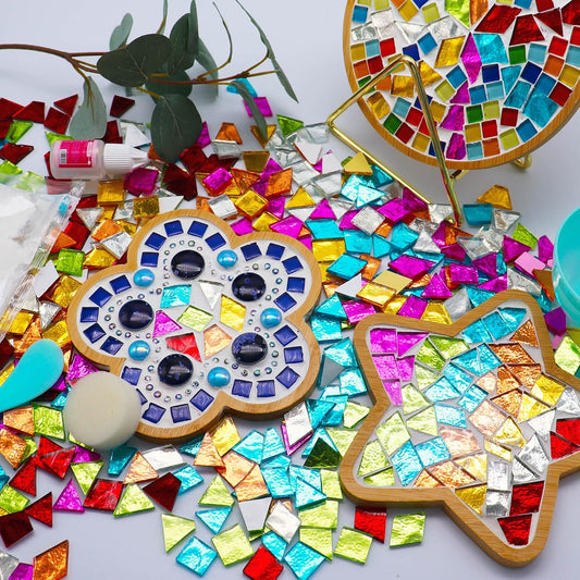 1.1LB Mixed Colors Irregular Glass Mosaic Tiles for Crafts - Pre-Cut Assorted Colors & Shapes Mosaic Glass Pieces - Ideal for Mosaic Art, Puzzles, and Cutting Projects