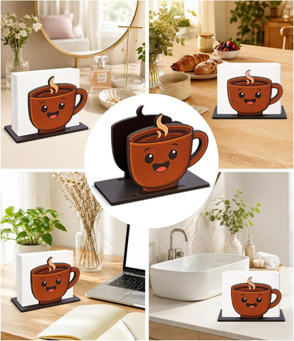 Cute Lemon Wooden Napkin Holder for Table Summer Yellow Lemon Wood Napkin Dispenser for Home Kitchen Dining Room Decor Napkins Tissue Holder