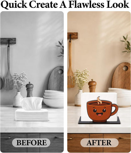 Cute Lemon Wooden Napkin Holder for Table Summer Yellow Lemon Wood Napkin Dispenser for Home Kitchen Dining Room Decor Napkins Tissue Holder
