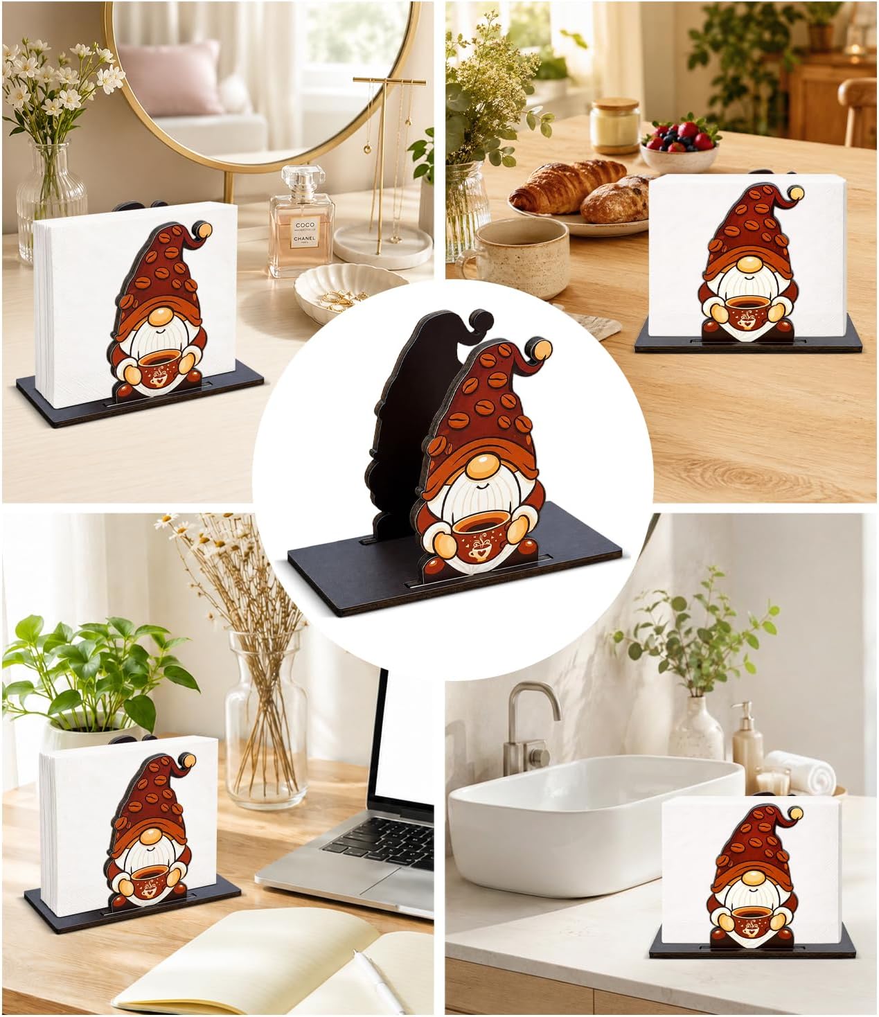 Cute Lemon Wooden Napkin Holder for Table Summer Yellow Lemon Wood Napkin Dispenser for Home Kitchen Dining Room Decor Napkins Tissue Holder