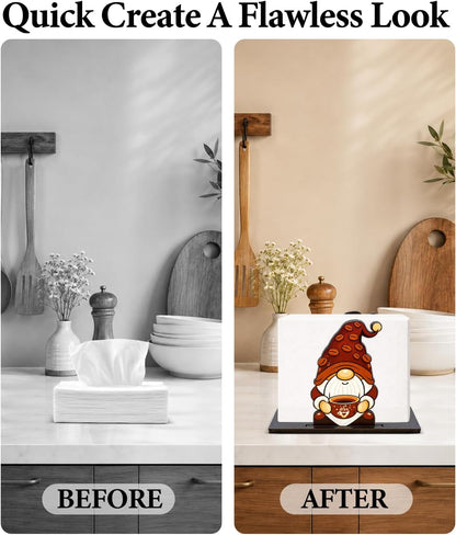 Cute Lemon Wooden Napkin Holder for Table Summer Yellow Lemon Wood Napkin Dispenser for Home Kitchen Dining Room Decor Napkins Tissue Holder