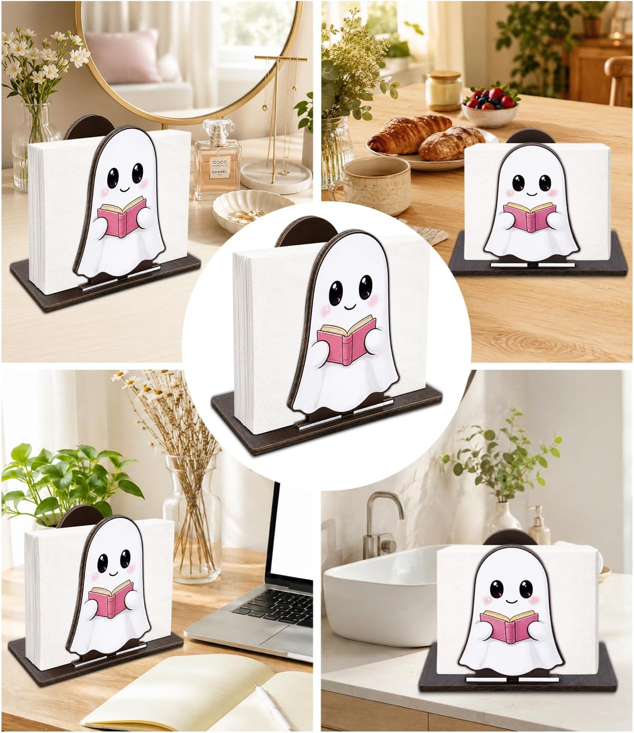 Cute Lemon Wooden Napkin Holder for Table Summer Yellow Lemon Wood Napkin Dispenser for Home Kitchen Dining Room Decor Napkins Tissue Holder