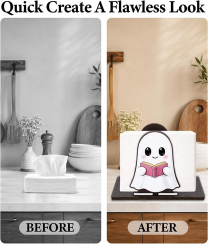 Cute Lemon Wooden Napkin Holder for Table Summer Yellow Lemon Wood Napkin Dispenser for Home Kitchen Dining Room Decor Napkins Tissue Holder