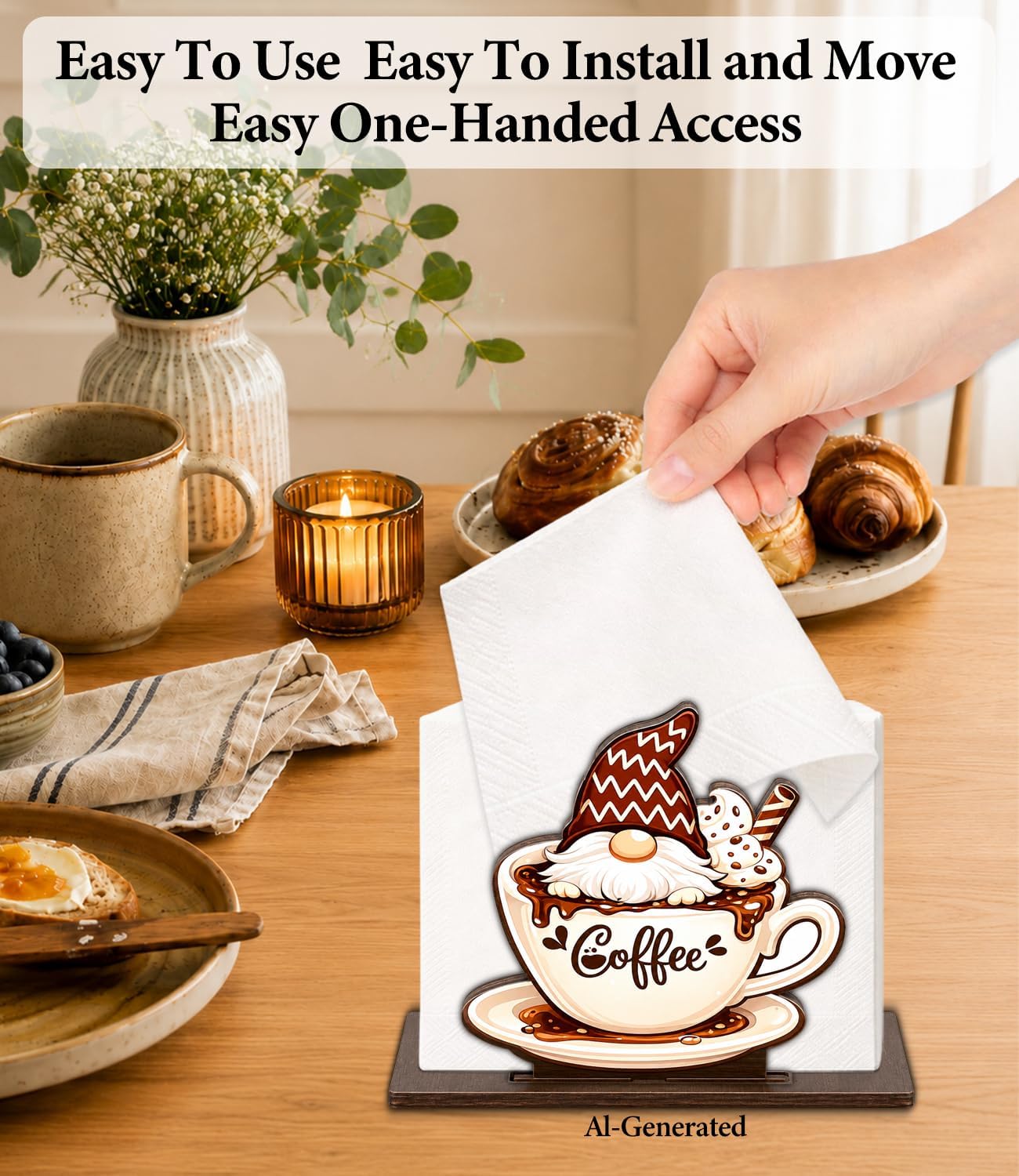 Cute Lemon Wooden Napkin Holder for Table Summer Yellow Lemon Wood Napkin Dispenser for Home Kitchen Dining Room Decor Napkins Tissue Holder