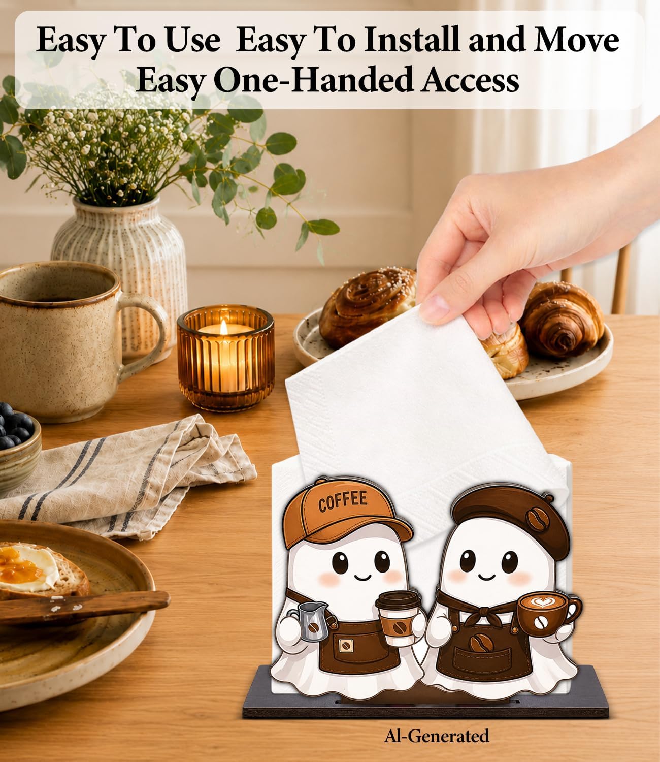 Cute Lemon Wooden Napkin Holder for Table Summer Yellow Lemon Wood Napkin Dispenser for Home Kitchen Dining Room Decor Napkins Tissue Holder