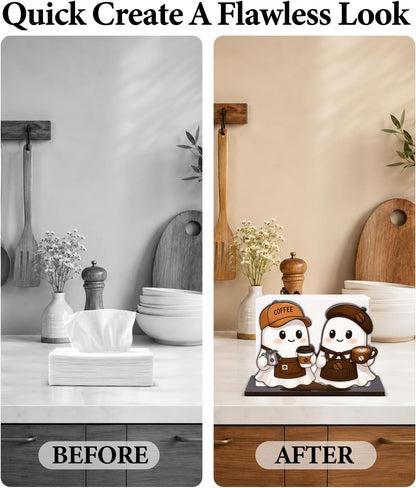 Cute Lemon Wooden Napkin Holder for Table Summer Yellow Lemon Wood Napkin Dispenser for Home Kitchen Dining Room Decor Napkins Tissue Holder