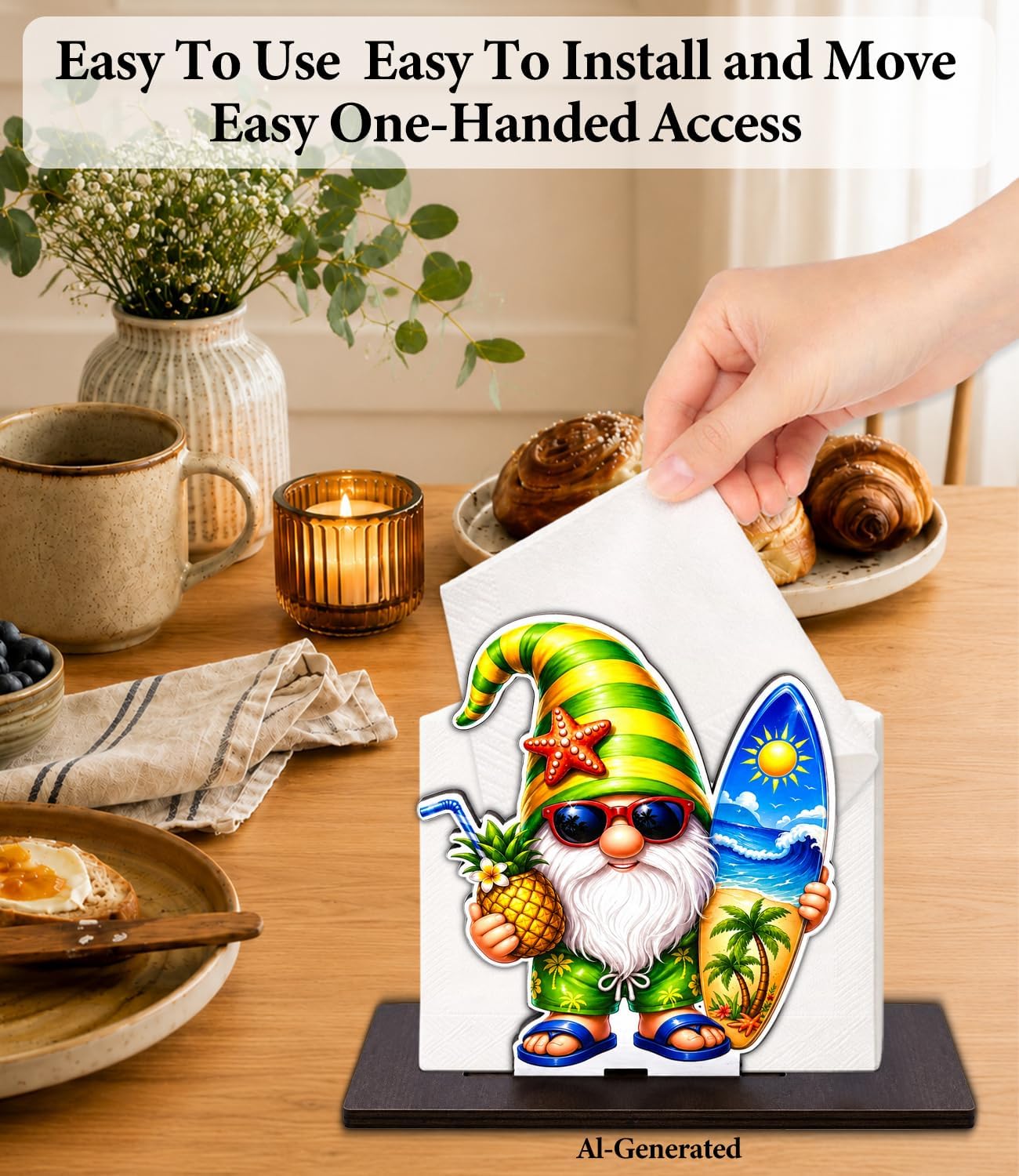 Cute Lemon Wooden Napkin Holder for Table Summer Yellow Lemon Wood Napkin Dispenser for Home Kitchen Dining Room Decor Napkins Tissue Holder