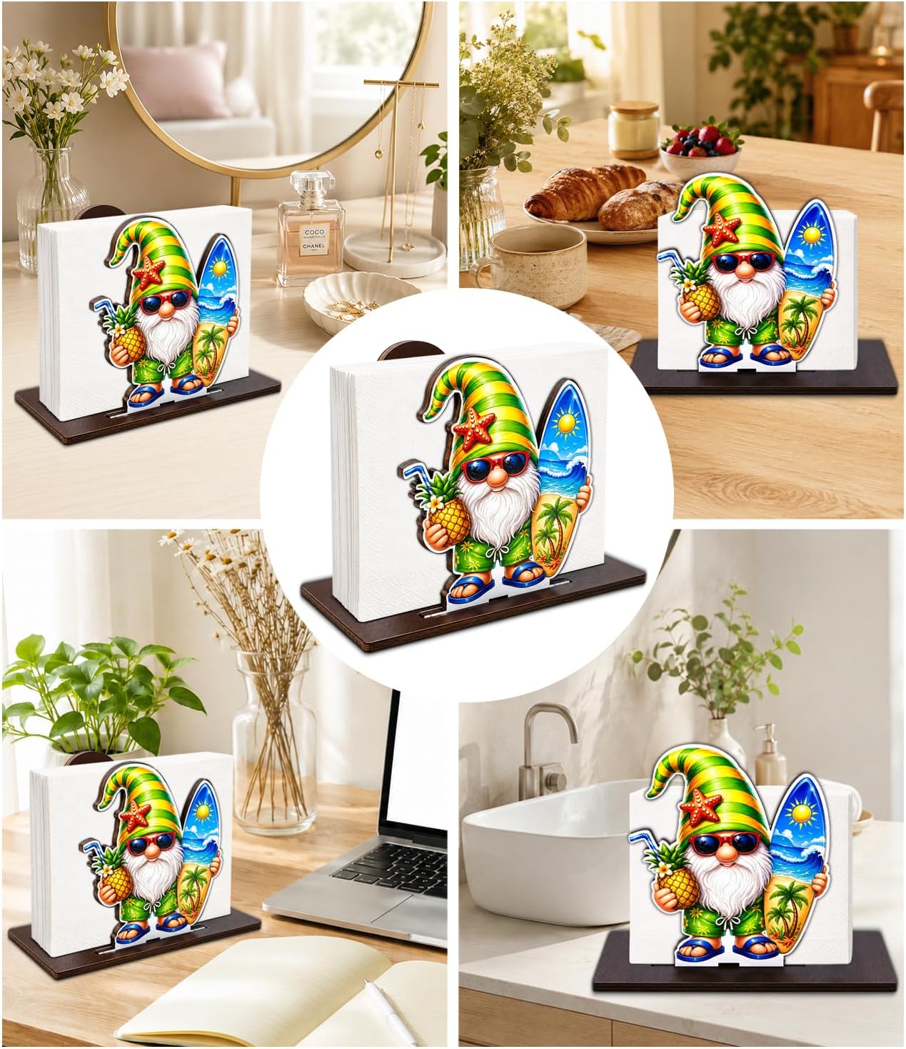 Cute Lemon Wooden Napkin Holder for Table Summer Yellow Lemon Wood Napkin Dispenser for Home Kitchen Dining Room Decor Napkins Tissue Holder