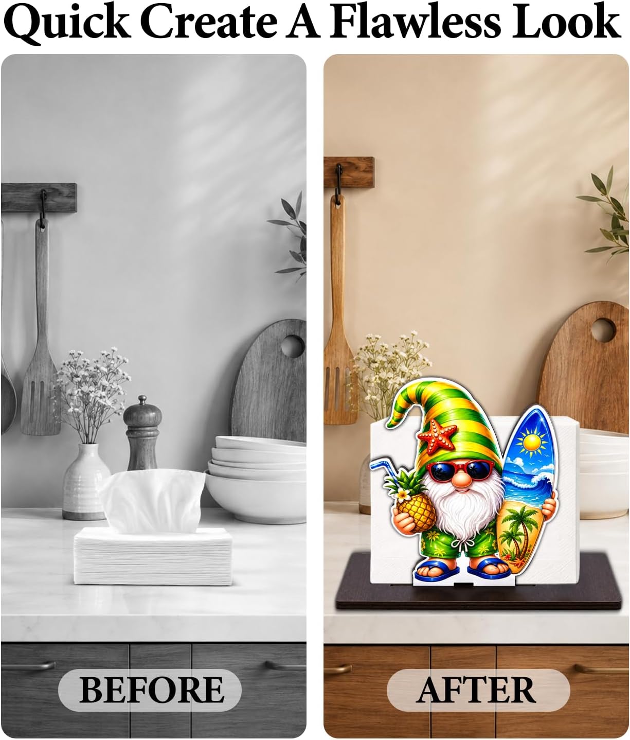 Cute Lemon Wooden Napkin Holder for Table Summer Yellow Lemon Wood Napkin Dispenser for Home Kitchen Dining Room Decor Napkins Tissue Holder