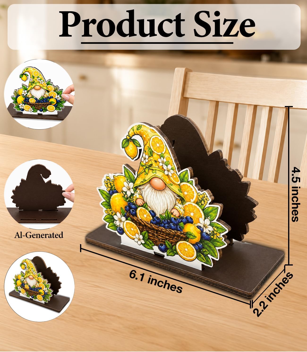 Cute Lemon Wooden Napkin Holder for Table Summer Yellow Lemon Wood Napkin Dispenser for Home Kitchen Dining Room Decor Napkins Tissue Holder