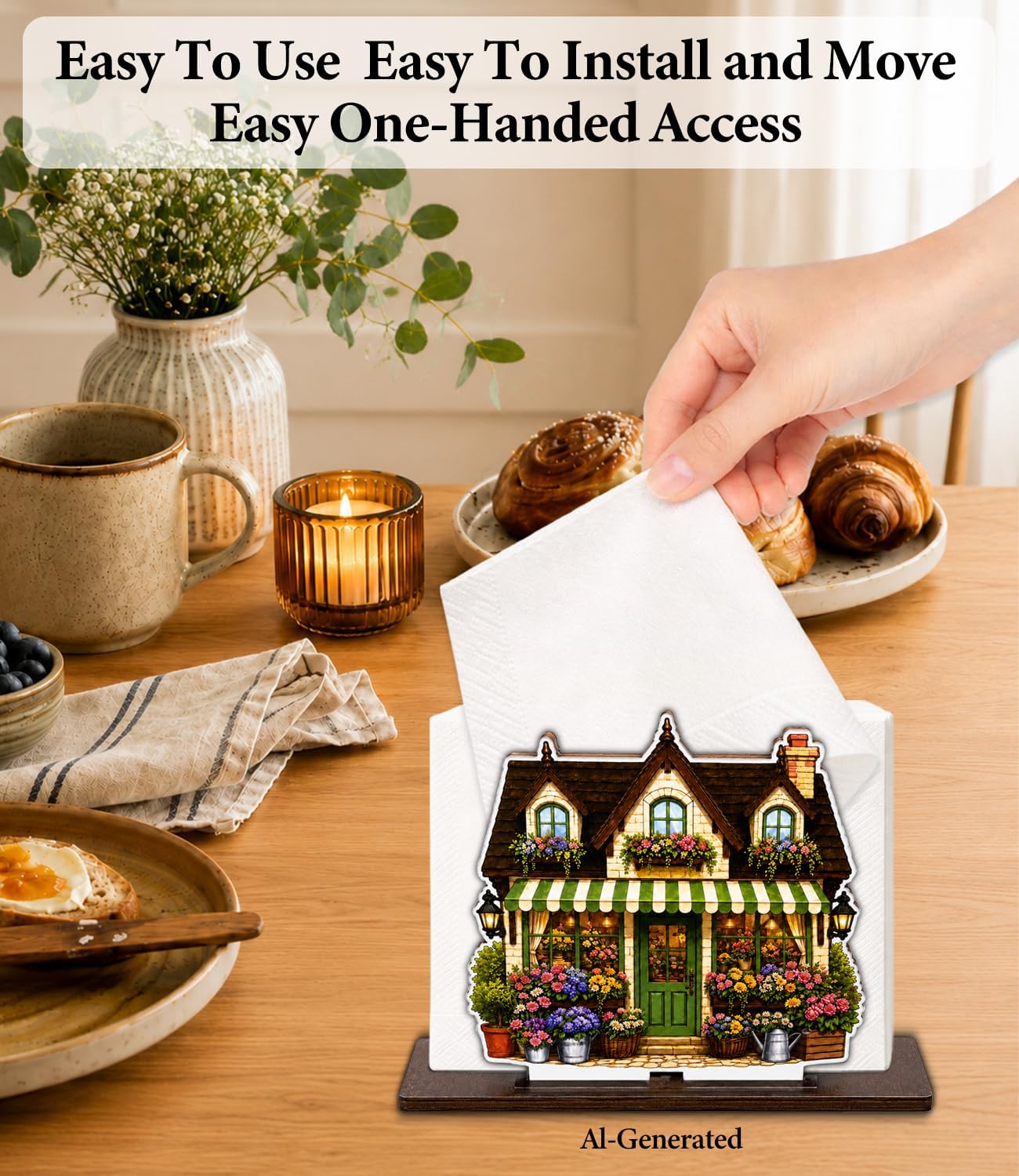 Cute Lemon Wooden Napkin Holder for Table Summer Yellow Lemon Wood Napkin Dispenser for Home Kitchen Dining Room Decor Napkins Tissue Holder