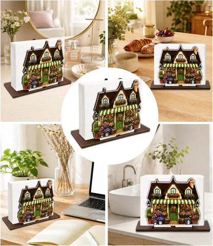 Cute Lemon Wooden Napkin Holder for Table Summer Yellow Lemon Wood Napkin Dispenser for Home Kitchen Dining Room Decor Napkins Tissue Holder