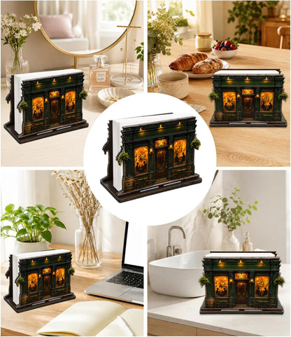 Cute Lemon Wooden Napkin Holder for Table Summer Yellow Lemon Wood Napkin Dispenser for Home Kitchen Dining Room Decor Napkins Tissue Holder
